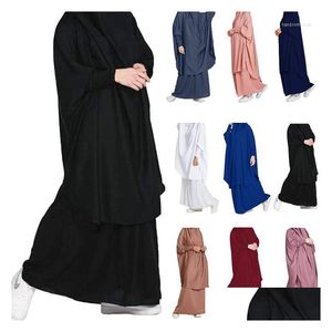 Ethnic Clothing Eid Hooded Muslim Women Hijab Dress Prayer Garment Jilbab Abaya Long Khimar Ramadan Gown Abayas Skirt Sets Islamic C Dhhyd