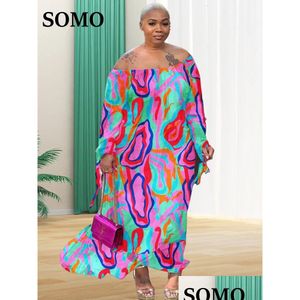 Plus storlek klänningar somo afrika maxi klänning i sommar formellt löst blommigt tryck elegantoutfits grossist drop 2023 240426 leverans appa dhpa3