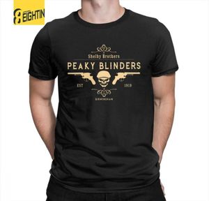 Peaky Blinders T Shelby Brothers Nowatorski okrągły szyję TEES KRÓTKI ROKEW MENS BIAŁY