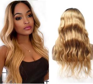 1b 27 color lace front wigs body wave pre plucked hd ombre honey blonde lace frontal wig 150% 1b/27 human hair wig