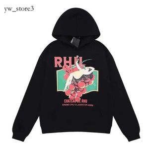 Mens hoodie designer Rhude Hoodies Letter Print Pullover Sweatshirts Lossa långärmad huvtret Retro High Street Full Zip Up Hoody Jacket Men Cotton DA05