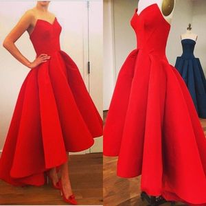 Klassisk enkel röd puffy bollklänning hej lo aftonklänningar älskling blixtlås tillbaka billig prom arabiska dubai formella festklänningar 243d