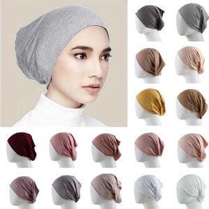 Bandanas Durag C Muslim Tuan Islam Underscarf Bottom Hat 53 Färgglad mjuk Jersey Elastic pannbandrör C Tuante Mujer J240516