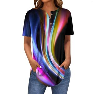 Magliette da donna Fashion gust bottoni sciolti con stampa corta top-shirt top plorover top blouse 2024 camicia per y2k