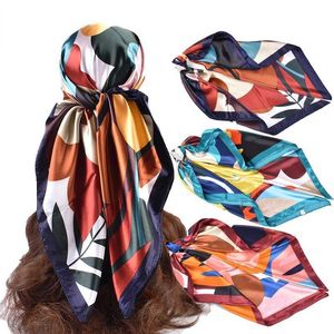 Bandanas Durag Flat head new fashion retro printing Wrs 90CM scarf popular headwear Kerchief womens headscarf Musulman silk scarf womens J240516