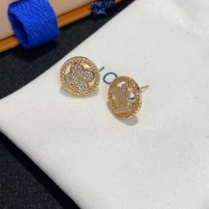 Marca de moda de grife v brinco de cor de diamante letra dupla de latão de bronze brinco de festas mulheres jóias para festas de casamento