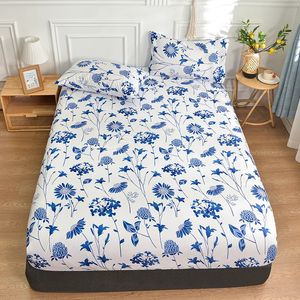 Licho do cama de flores Set com travesseiro para cama de casal equipada com uma banda elástica Twin/Queen/King Mattress Cover 180x200cm 240517