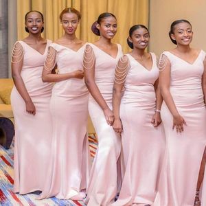 Yeni Varış Pembe Denizkızı Nedime Elbise Uzun V Boyun Düğün Konuk Elbise Siyah Kız Prom Akşam Partisi Elbise 311W