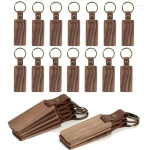 Partyversorgungen 10pcs kostenloser kundenspezifischer Leder Holzschlüsselketten leere Holzbliebenen mit Riemen unvollendete Gravurschlüsselkainer