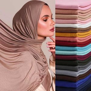 Bandanas Durag -Schals 2024 Neue muslimische Frauen Jersey Hijab Schal Solid Color Head Wrap Fashion Headscarf Turban Islam Veil Flexible Premium Modal J240516