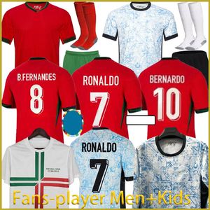 2024 البرتغال يورو لكرة القدم جيرسي روبن رونالدو CR7 24 25 Retro B.Fernandes القميص الكلاسيكي Men Kids Kids Fans Player Player