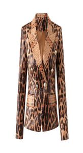 Kadın Suit Blazers Kadın Ofis Takım Ceketi Resmi Kıyafet Cepleri Sequins Hayvan Baskı Tasarım Lady Outwear Artı Boyut SXXL 22 8478628041