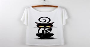 Wholle2016 Tops Kobiety Tshirt HARAJUKU CAT DRITR Zabawny koszulka Kobiety krótkie rękaw Kawaii koszulka Femme Plus Size White Tumblr TS6150536