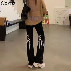 Women's Jeans Flare Women Bandage Y2k Chic Korean Style Lady Sexy Modern High Street Stylish Leisure All-match Girls Clothes Vintage BF