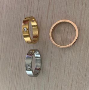 Never Fade 316L Titanio Steel Love Rings 18K Gold Gold Gold Silver Wedding Diamond Ring per uomini Impegno da donna Male femmina Alli6254536
