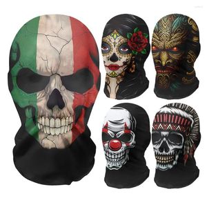 Capitando tampas de ciclismo 3D Impresso a máscara de malha elástica e elástica engraçada para homens Mulheres Halloween Skull Headwear