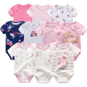 Rompers 2023 Baby Girls Tight Fit kortärmad bomulls kanin täcker babykläder nyfödda pojkar Roupas de bebe kläder D240516