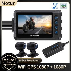 スポーツアクションビデオカメラオートバイDVR 1080Pフルボディ防水モーターサイクルカメラwifi GPS運転レコーダーフロントおよびリアドライビングビデオレコーダーDVRブラックボー