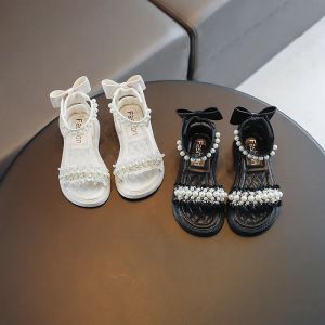 Sandals Girls Sandals Rhinestone Pearl Sandal Summer Shoes Kids Designer Shoes Open Toe Soft 2636