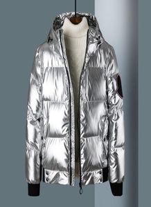 Зимнее мужское пальто для снежного пальто для снежной погоды Серебряные ярко -белые куртки на утином бомбардировке улица Park5005781
