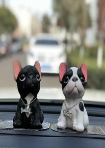 Söt hundstaty French Bulldog figurkollektion prydnadsharts hantverk heminredning bildekoration4398568