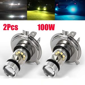 Новые новые 2PCS 100W H4 H7 HID Светодиодная фаша -фары супер ярко -ярко -белая светодиодная светодиодная лампа Авто туманные лампы автомобильные аксессуары