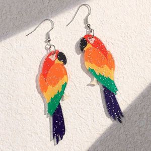 Dangle Chandelier Colorful Sparkling Parrot Design Pendant Earrings Cute Style Acrylic Jewelry Cute Womens Earrings d240516