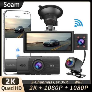 Sports Action Video Cameras Three lens car mounted camera with rear view DVR 24H parking monitor black box J240514