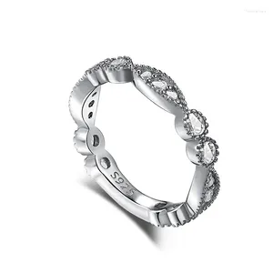 Cluster Rings S925 Silver Ring Set с 5A Циркон полное бриллиант Простые и стильные универсальные украшения