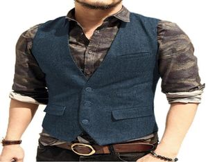 Men039S västar tidvattendräkt Vest V Neck Wool Herringbone Tweed Casual Waistcoat Formell Business Groomman For GreenblackBrownCoff9366896