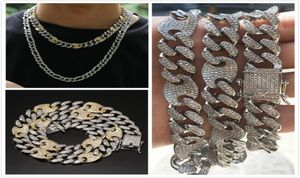 personalized White Gold 2 Color Diamond Mens Silver Chain Iced Out Cuban Link Choker Long Necklace Cubic Zirconia Jewelry Gifts 6641556