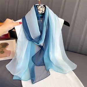 Bandanas Durag 50 * 160 см модный женский женский шифоновый шарф Shl Luxury и элегантный универсальный солнцезащитный крем
