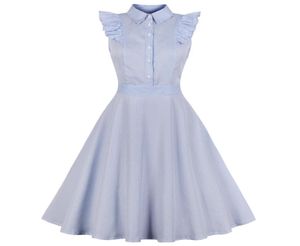 Kenancy 1960er Jahre Audrey Hepburn Swing Rockabilly Vintage Kleid plus Größe Blue Stripe Print Rüfeln Retro Kleiderparty Vestidos 4xl Y196939544