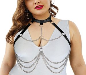 Garter Goth Bondage Body Harness Chain Bra Top Plus Size Lingerie Bröst Midjebälte Punk Fashion Metal Girl Festival Jewelry Acces3096924