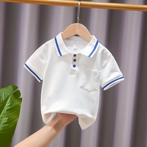 Childrens Summer Polo Shirt Mała i duża kołnierz polo Western Leisure Boys krótki rękaw 240515