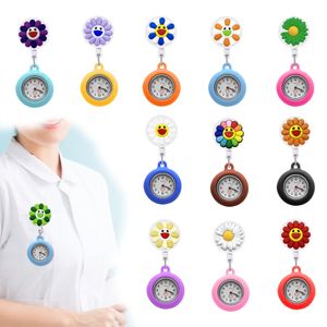 Armbandsur solros 30 klippficka klockor utdragbar digital fob klocka gåva för sjuksköterskor sjukhus medicinska arbetare badge rulle hängin otsnm