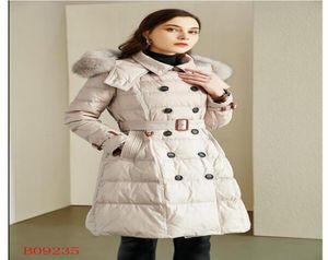 새로운 2021 여성 겨울 따뜻한 흰색 오리 다운 코트 그레이트 품질 브랜드 롱 스타일 오리 다운 코트 thickness 코트 모피 B9235F9706340509