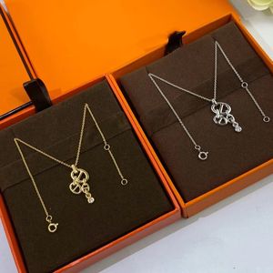 Necklaces woman designer luxury Pendants Necklaces for women 18K rose gold diamond necklace three-ring pig nose necklace pendant temperament collarbone chain