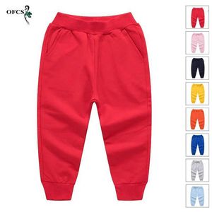 Byxor Retail Pants for Boys and Girls Casual Byxor 2-12y Spring Youth Elastic midja mjuka kläder unisex barn modesportbyxor d240517