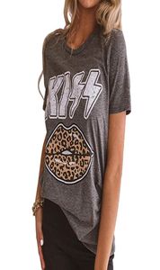 Öpücük mektubu baskı sıradan üst vintage kıyafetler leopar dudakları grafik tees kadın sokak kıyafeti punk artı boyut 2020 yaz7521853