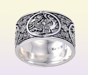 Cluster Rings Silver Original Creative Dragon Pattern Chinese Elements Without Inlay Big Domineering överdriven nischdesign Men87812702