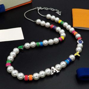 Silver Party Pearl Necklace For Men Women Luxury Designer Halsband Armband Set Fashion Harts Pärled Halsband Justerbar kedja Kärleksmycken