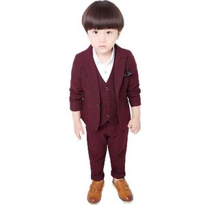 Kostymer 2019 Flower Boys Formal Dance Show Blazer Wedding Suit Kids Chorus Jacka Vest Pants 3st Clothing Set Children Tuxedo Costume Y240516