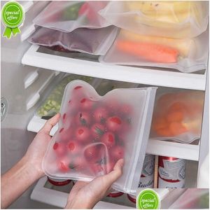 Другой домашний сад Новый Sile Food Storage Bag Mustable Stand Up Zip Shut Leakpronation Containers Fresh Wrap Drods Dhqsm