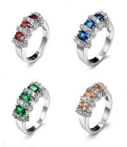 Blanda färg Rovski Crystal Sparking Gift Honey Voyages Glar Cubic Zirconia Crystal Gemstone Wedding Rings 4 PCS/Lot New7029294
