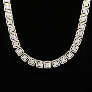 Custom 10mm Cluster Gold Plated VVS Moissanite Hip-hop Jewelry Mens Chain Necklace
