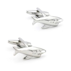 Cuff Links Shark cufflinks mens sailor design high-quality brass material silver cufflinks wholesale and retail