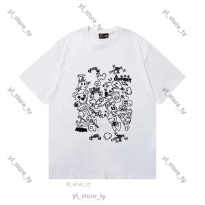 Designer desenho de camiseta sorridente graffiti pura camiseta estampada de algodão esportivo solto pintura de manga curta de manga curta e feminina camiseta de moda fofa 429a