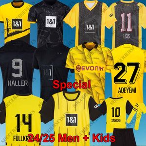 BVB Maglia da calcio Borussia Dortmund Kit BVB Home Jersey Away All Black Maglie da calcio REYNA HALLER REUS HUMMELS MOUKOKO MALEN Uomo Bambini Uniforme