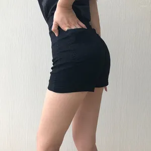 Damenshorts Modetrends Slit Denim Sommer hohe Taille elastische dünne sexy Tasche Hip Pants Street Rave Short Jeans Y2K